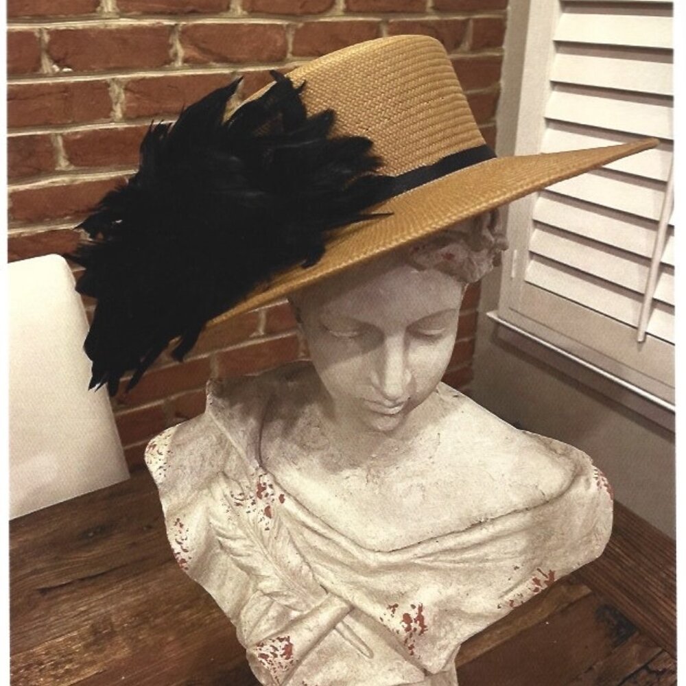 Natural Straw Hat with Adjustable Sizer Band Black Band around Crown Oversized B